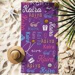 Personalizada Suave Toalla de Playa de Colores de Secado Rápido con Gafas de Sol y Nombre Vacaciones Accesorios de playa Regalo para Familia