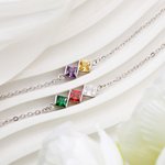 Personalized Dainty 2-6 Square Birthstones Family Bracelet Birthday Anniversary Gift for Women