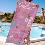 Personalizada Suave Toalla de Playa de Colores de Secado Rápido con Gafas de Sol y Nombre Vacaciones Accesorios de playa Regalo para Familia