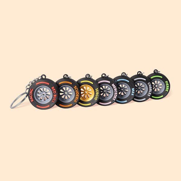 Personalized 3D Car Tire Keychain with Text Car Decoration Birthday Gift for Men