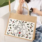 Sac en Jute Personnalisé avec 2-9 Ours Noms Fleurs de Naissance Sac à Pochette en Toile Cadeau Anniversaire Fête pour Femme