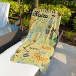 Personalizada Suave Toalla de Playa de Colores de Secado Rápido con Gafas de Sol y Nombre Vacaciones Accesorios de playa Regalo para Familia