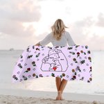 Personalisierte Liebe umarmen Familie Bär schnell trocknen überdimensioniert Mikrofaser Strandtuch mit Namen und Geburt Blume Sommer Reise Wesentliche