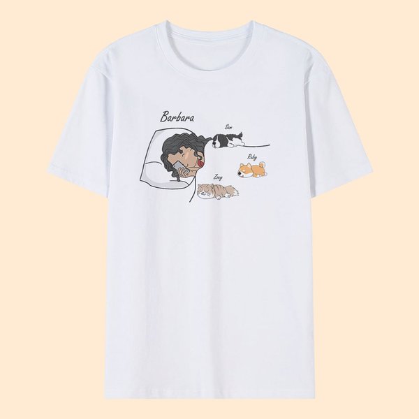 T-shirt Sweatshirt Sweat à Capuche Personnalisé avec Nom et Dessin de Fille Chien Chat Cadeau Anniversaire pour Amoureux d'Animal de Compagnie