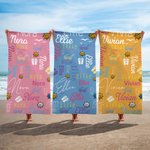 Personalizada Suave Toalla de Playa de Colores de Secado Rápido con Gafas de Sol y Nombre Vacaciones Accesorios de playa Regalo para Familia