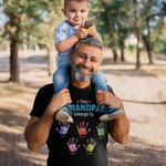 Personalised Belongs to Watercolour Family Hand Print 100% Cotton T-shirt with Name and Nickname Father's Day Birthday Gift for Dad Grandpa