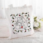 Borsa personalizzata Love Hugging Bear Family Tote Bag con fiore di nascita e 2-9 nomi Regalo di compleanno anniversario festa della mamma per lei