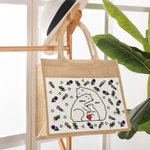 Sac en Jute Personnalisé avec 2-9 Ours Noms Fleurs de Naissance Sac à Pochette en Toile Cadeau Anniversaire Fête pour Femme