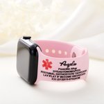 Personalisierte Notfall medizinische Alarm Silikon-Uhrenband für Apple mit eingraviertem Namen und Blutgruppe Geburtstag Geschenk für Diabetes Allergie Autismus