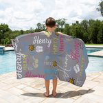 Personalizada Suave Toalla de Playa de Colores de Secado Rápido con Gafas de Sol y Nombre Vacaciones Accesorios de playa Regalo para Familia
