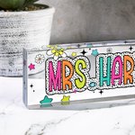 Personalisierte Acryl Dalmatiner Punkte Lehrer Name Zeichen Schreibtisch Dekoration Wertschätzung zurück zu Schule Geschenk für Lehrer