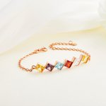 Personalized Dainty 2-6 Square Birthstones Family Bracelet Birthday Anniversary Gift for Women