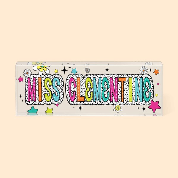 Personalised Acrylic Dalmatian Dots Teacher Name Sign Desk Decoration Appreciation Back To School Gift for Teacher