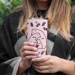 Personalized Cute Hugging Bears Birth Flower 20oz Tumbler with 2-9 Names and Straw Birthday Gift for Family