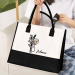 Gepersonaliseerde Stethoscoop Geboorte Bloem Strik Canvas Draagtas met Naam en Waterdichte Voering Afstudeer Cadeau voor Dokter Verpleegkundige