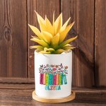 Personalisierte bunte Buchstaben floralen Buch Bleistift Keramik Pflanzentopf mit Namen und Bambus Basis Wertschätzung zurück zu Schule Geschenk für L