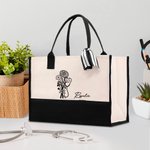 Gepersonaliseerde Stethoscoop Geboorte Bloem Strik Canvas Draagtas met Naam en Waterdichte Voering Afstudeer Cadeau voor Dokter Verpleegkundige