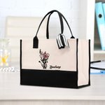 Gepersonaliseerde Stethoscoop Geboorte Bloem Strik Canvas Draagtas met Naam en Waterdichte Voering Afstudeer Cadeau voor Dokter Verpleegkundige
