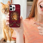 Personalisierte Hund Katze Kunstleder Multicolor Handytasche für iPhone mit Namen und Titel Geburtstag Jahrestag Geschenk für Tierliebhaber