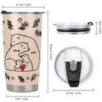 Personalized Cute Hugging Bears Birth Flower 20oz Tumbler with 2-9 Names and Straw Birthday Gift for Family
