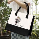 Gepersonaliseerde Stethoscoop Geboorte Bloem Strik Canvas Draagtas met Naam en Waterdichte Voering Afstudeer Cadeau voor Dokter Verpleegkundige