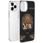 Personalisierte Hund Katze Kunstleder Multicolor Handytasche für iPhone mit Namen und Titel Geburtstag Jahrestag Geschenk für Tierliebhaber