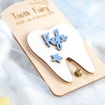 Tooth Fairy Gifts Personalised Tooth Fairy Door Hanger | Custom First Tooth Holder with Money Slot & Bag | Magical Childhood Gift for Boys & Girls