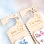 Tooth Fairy Gifts Personalised Tooth Fairy Door Hanger | Custom First Tooth Holder with Money Slot & Bag | Magical Childhood Gift for Boys & Girls