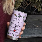 Personalized Cute Hugging Bears Birth Flower 20oz Tumbler with 2-9 Names and Straw Birthday Gift for Family