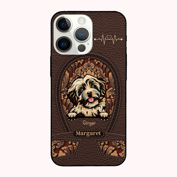 Personalisierte Hund Katze Kunstleder Multicolor Handytasche für iPhone mit Namen und Titel Geburtstag Jahrestag Geschenk für Tierliebhaber