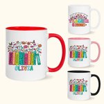 Personlig blommig bokpenna 11oz lärare keramisk kaffemugg med namn Lär dem älska dem se dem växa Tackgåva till lärare