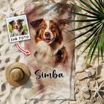 Personalisiertes Schnell-Trocknendes Strandtuch Stark-Saugfähiges Strandtuch mit Haustierporträt und Namen Urlaub Party Geschenk für Tierliebhaber