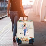 Gepersonaliseerde There Was A Girl Who Really Loved Traveling Bagagehoes met naam past op 18-32 inch koffer Verjaardag Vakantie Reiscadeau voor haar