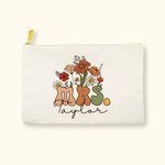 Personliga vildblommor MRS. Bärbar Canvas Sminkväska med namn Bröllop Bachelorette Party Present för brud