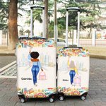 Gepersonaliseerde There Was A Girl Who Really Loved Traveling Bagagehoes met naam past op 18-32 inch koffer Verjaardag Vakantie Reiscadeau voor haar