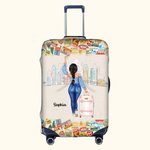 Gepersonaliseerde There Was A Girl Who Really Loved Traveling Bagagehoes met naam past op 18-32 inch koffer Verjaardag Vakantie Reiscadeau voor haar