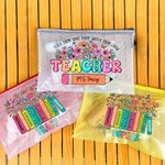 Personalized Colourful Book Pencil Wildflowers Mesh Zipper Pouch Bag with Name Birthday Teacher's Day Appreciation Gift for Teacher