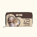 Personalized Heart Pet Photo In My Pet Mom Era Leather Women Wallet with Name Birthday Memorial Gift for Cat Dog Pet Lover