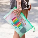 Personalized Colourful Book Pencil Wildflowers Mesh Zipper Pouch Bag with Name Birthday Teacher's Day Appreciation Gift for Teacher