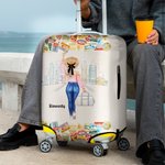 Gepersonaliseerde There Was A Girl Who Really Loved Traveling Bagagehoes met naam past op 18-32 inch koffer Verjaardag Vakantie Reiscadeau voor haar