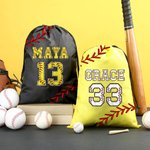 Personalisierte Softball Baseball Drawstring Tasche mit Namen und Nummer zurück zu Schule Party Favors Geschenk für Kind Sportliebhaber