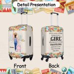 Gepersonaliseerde There Was A Girl Who Really Loved Traveling Bagagehoes met naam past op 18-32 inch koffer Verjaardag Vakantie Reiscadeau voor haar