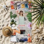 Serviette de Plage en Microfibre Personnalisée avec Nom et Photos Séchage Rapide Cadeau Vacances d'Été pour Femme