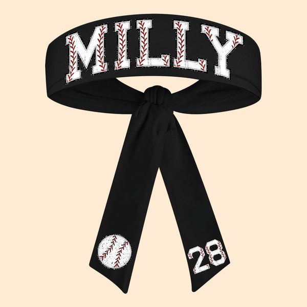Personalised Quick Dry Softball Baseball Tie Headband with Name and Number Multicolour Game Day Hair Accessory Birthday Team Gift for Sport Lovers