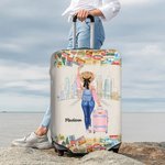 Gepersonaliseerde There Was A Girl Who Really Loved Traveling Bagagehoes met naam past op 18-32 inch koffer Verjaardag Vakantie Reiscadeau voor haar