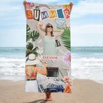 Serviette de Plage en Microfibre Personnalisée avec Nom et Photos Séchage Rapide Cadeau Vacances d'Été pour Femme