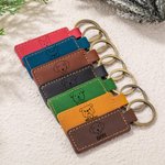 Personalized Line Drawing Pet Portrait Leather Keychain with Name Multicolour Available Birthday Gift for Pet Lovers Owners