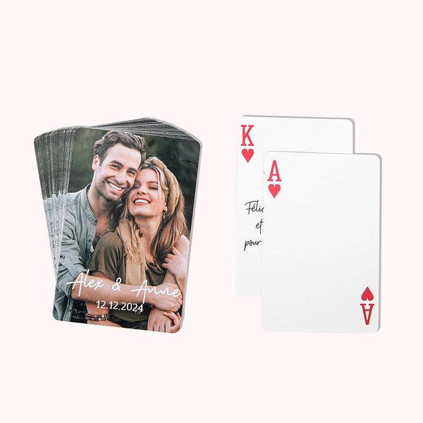 Livre d'Or de Mariage Personnalisé avec Photo Nom Date Style Carte de Poker avec Deux Stylos Marqueurs Cadeau de Souvenir de Mariage pour Couple