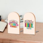 Personalisierte bunte Buchstaben floralen Buch Bleistift Heavy Duty Holz Buchstützen mit Namen 1 Paar Wertschätzung zurück zu Schule Geschenk für Lehr