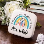 Personalized It Takes A Big Heart To Shape Little Minds Rainbow Jewellery Case Birthday Back to School Gift for Teacher